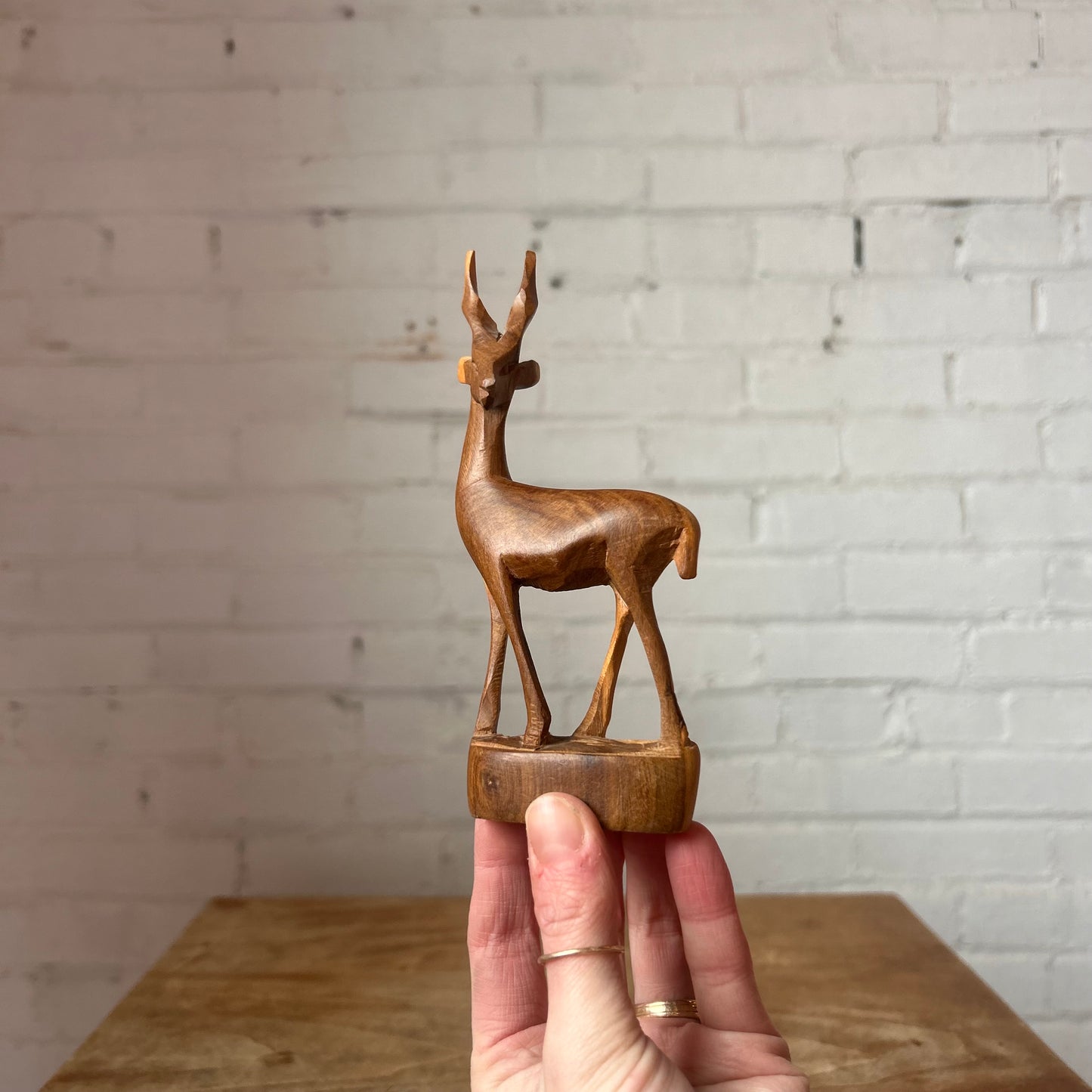 Hand-Carved Wooden Gazelle