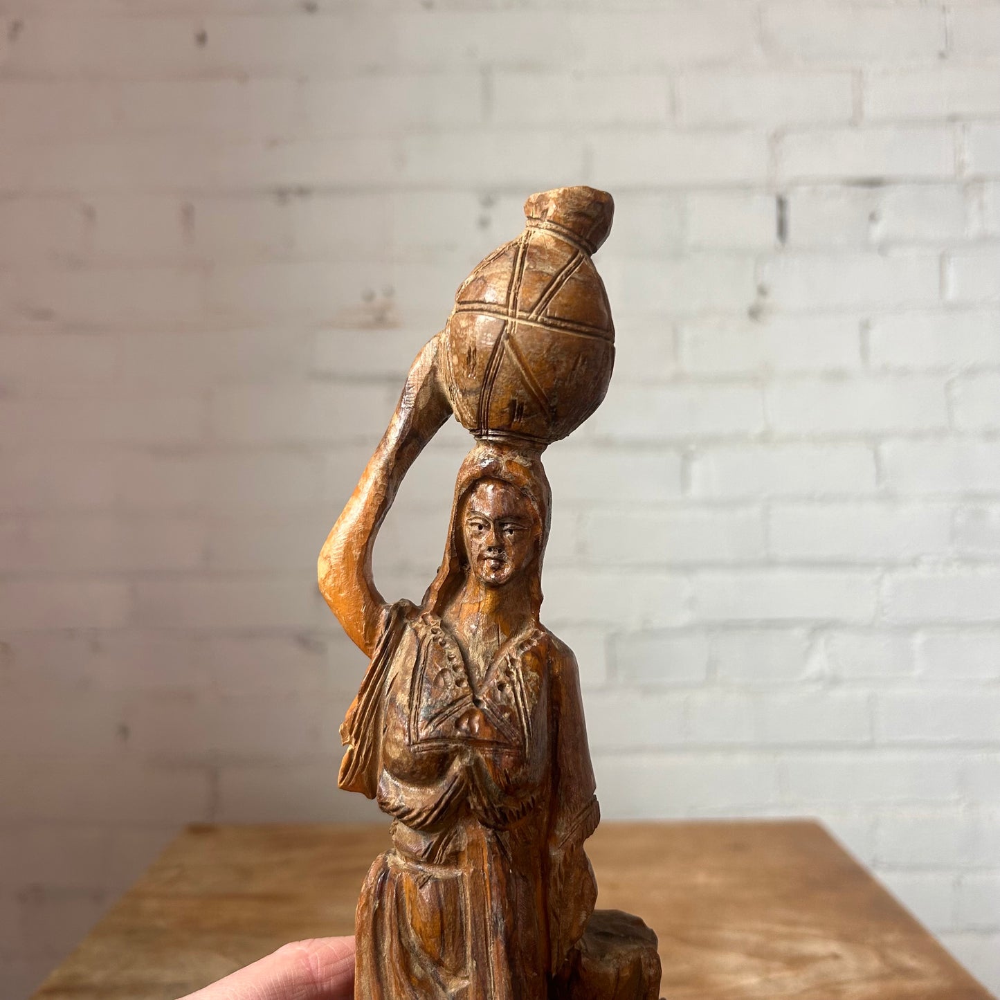 Vintage Hand-Carved Woman