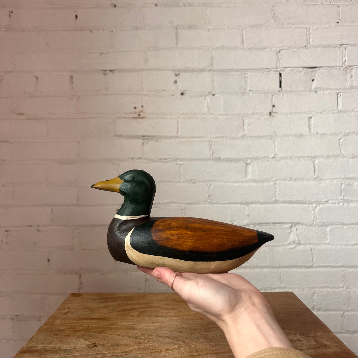 Vintage Hand-Painted Wooden Duck